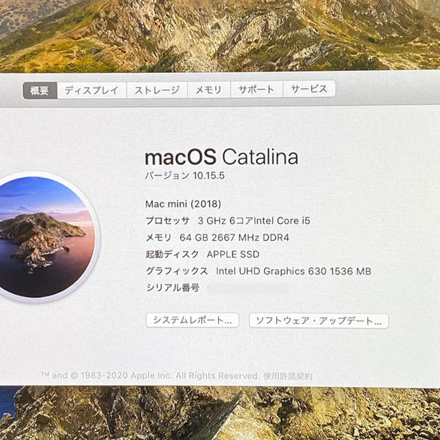 Mac (Apple)(マック)のMac mini 2018 64GB i5 SSD 256GB カスタム 美品 スマホ/家電/カメラのPC/タブレット(デスクトップ型PC)の商品写真