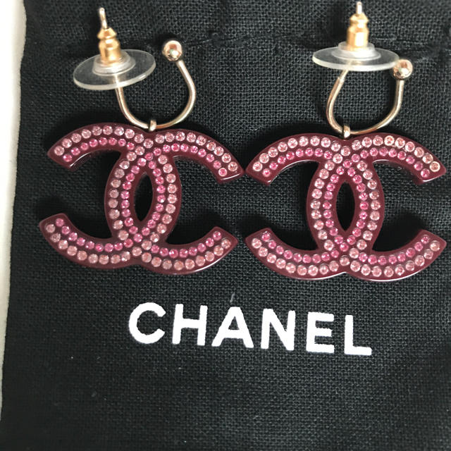 レディースCHANEL ピアス　ピンク　ラインストーン