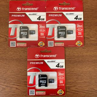 トランセンド(Transcend)のmicroSDカード HC 4GB Transcend CLASS10 3枚 ①(PC周辺機器)