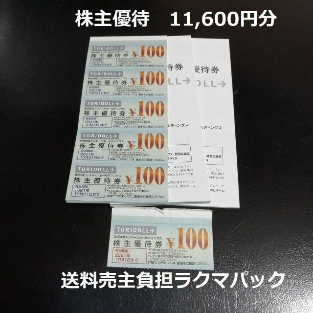 トリドール 株主優待券 11,600円分 開店記念セール！ 6300円 www.gold