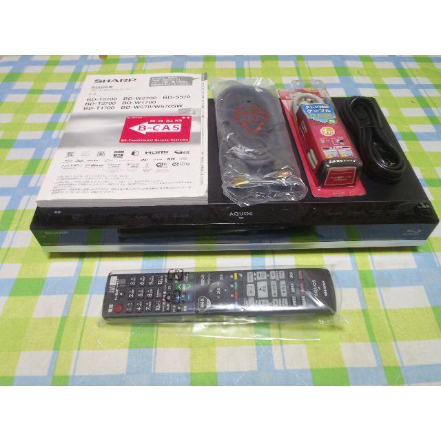 テレビ/映像機器３番組録画　HDD1TB新品　AQUOS　ブルーレイレコーダー　BD-T1700