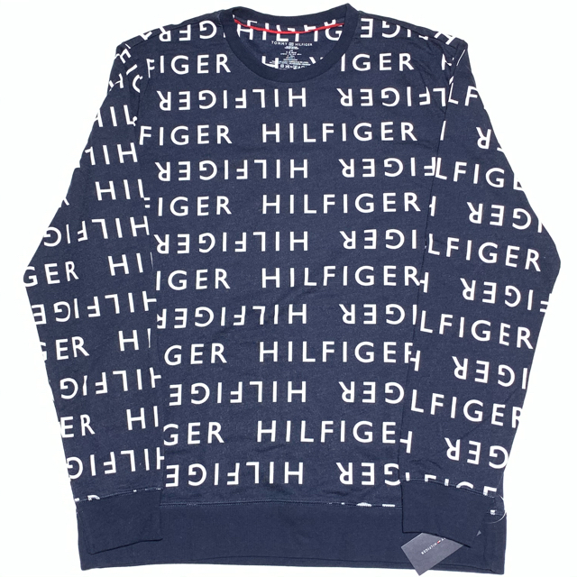 TOMMY HILFIGER(トミーヒルフィガー)の【新品】TOMMY HILFIGER スウェット ネイビー ロゴ柄 メンズのトップス(スウェット)の商品写真