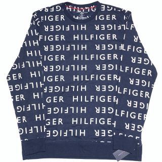 トミーヒルフィガー(TOMMY HILFIGER)の【新品】TOMMY HILFIGER スウェット ネイビー ロゴ柄(スウェット)