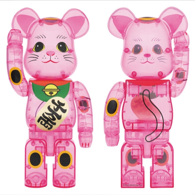 BE@RBRICK 招き猫 桃色透明 400％