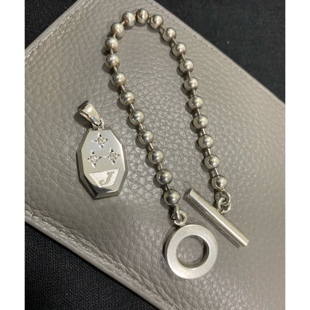 Gucci(グッチ)のセット販売❣️ グッチブレスレット　シルバー950 ダイヤ付きのペンダントトップ レディースのアクセサリー(ブレスレット/バングル)の商品写真