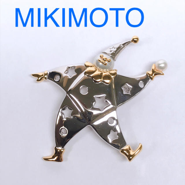 美品 ミキモト ピエロ パールブローチ シルバー MIKIMOTO 道化師