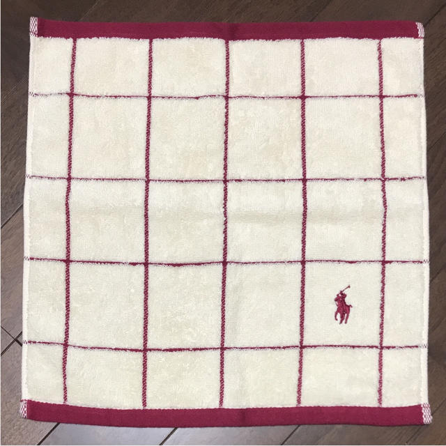 POLO RALPH LAUREN(ポロラルフローレン)の【新品】ラルフローレン ウォッシュタオル 34x34cm 白地x赤ライン インテリア/住まい/日用品の日用品/生活雑貨/旅行(タオル/バス用品)の商品写真