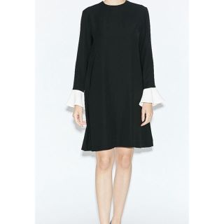 バーニーズニューヨーク(BARNEYS NEW YORK)のヨーコチャンFlared-sleeve Back Pleats Dress 38(ひざ丈ワンピース)