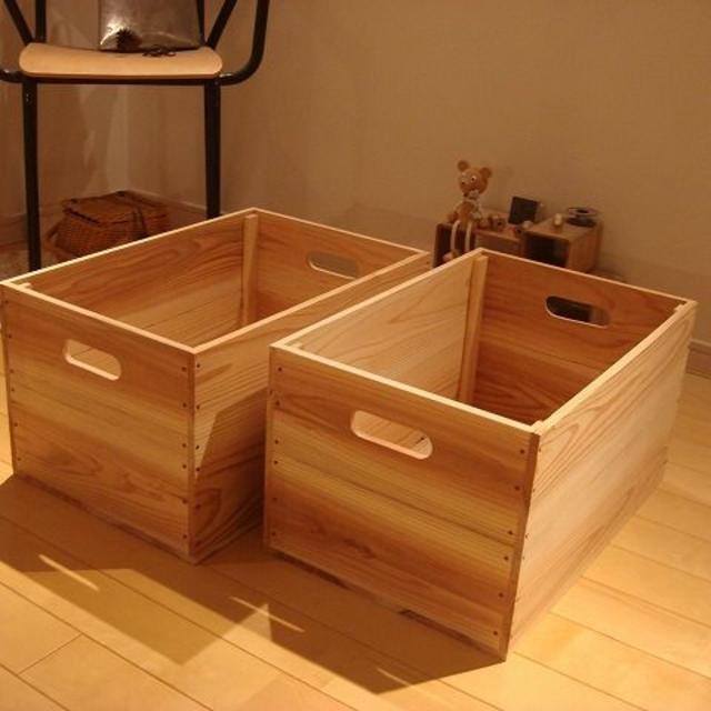 ☆オーダー可☆深型木箱②/無垢材☆木製おもちゃ箱納スタック