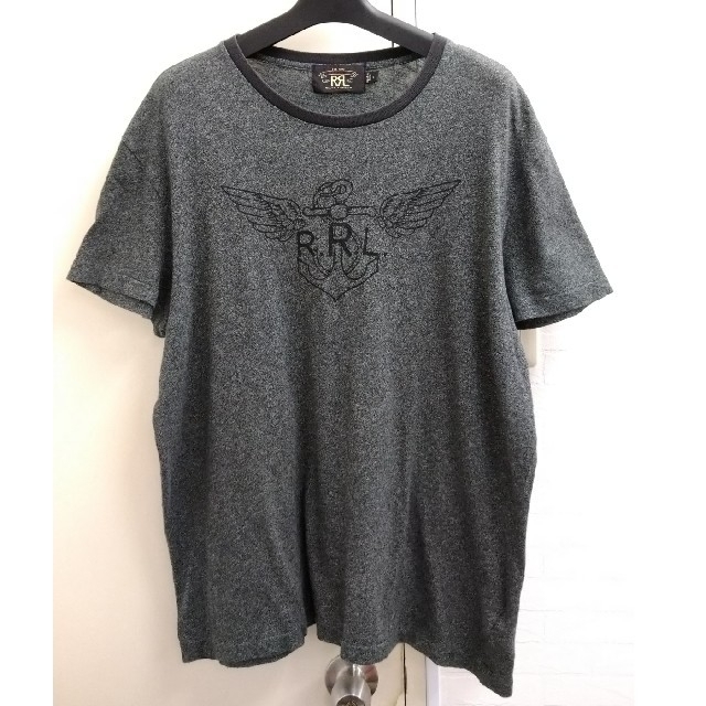 RRL(ダブルアールエル)のRRL 霜降りブラック フライングアンカー Tシャツ  L アンカー ウィング メンズのトップス(Tシャツ/カットソー(半袖/袖なし))の商品写真