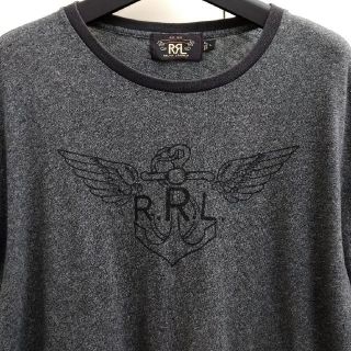 ダブルアールエル(RRL)のRRL 霜降りブラック フライングアンカー Tシャツ  L アンカー ウィング(Tシャツ/カットソー(半袖/袖なし))