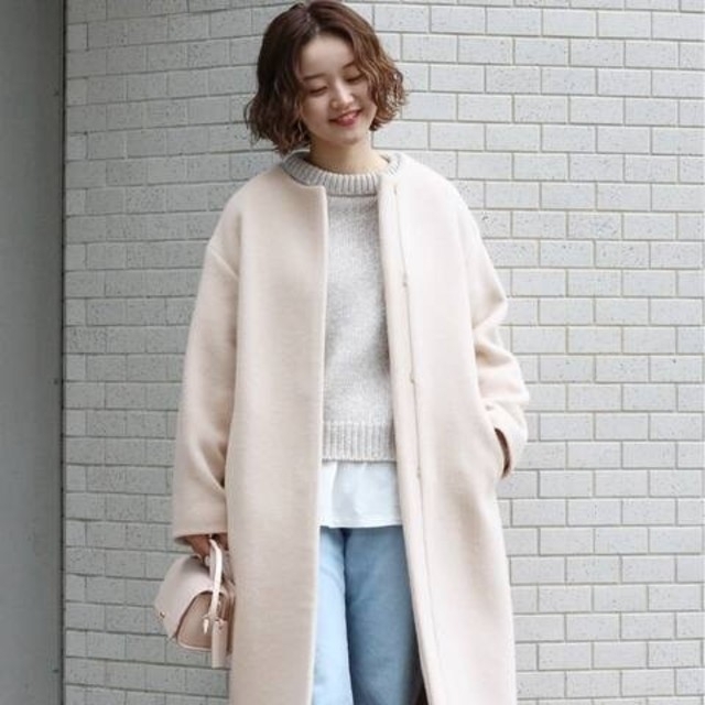 arisa様専用☆イエナ ラムウール ノーカラー ロングコート 新入荷 50