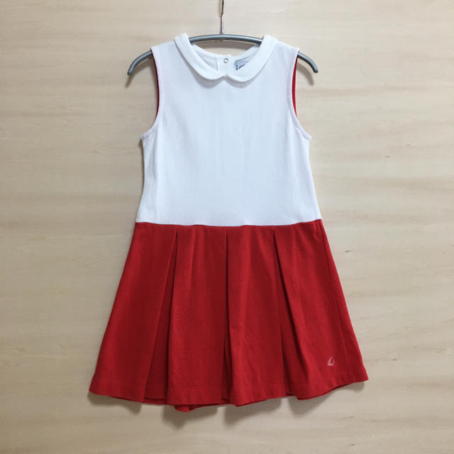 PETIT BATEAU(プチバトー)のプチバトー 鹿の子素材ワンピース6ans  キッズ/ベビー/マタニティのキッズ服女の子用(90cm~)(ワンピース)の商品写真