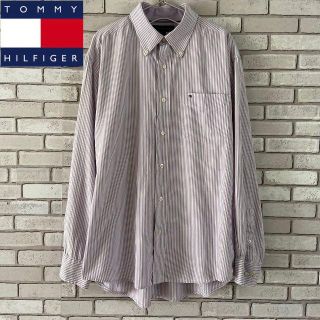 トミーヒルフィガー(TOMMY HILFIGER)の早い者勝ち レア 美品 トミーヒルフィガー パープルストライプ 長袖BDシャツM(シャツ)