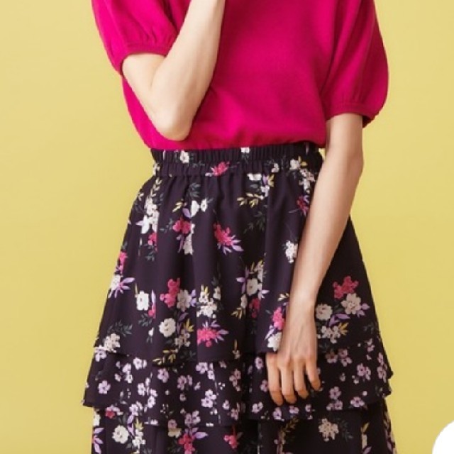 MIIA(ミーア)のMIIA🖤フリルスカート ブラック 花柄 レディースのスカート(ロングスカート)の商品写真