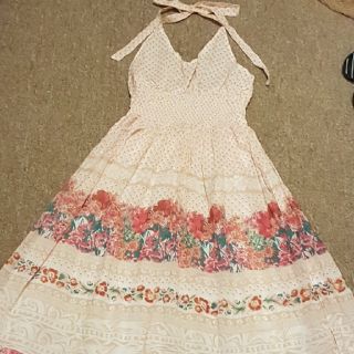 ローラアシュレイ(LAURA ASHLEY)の処分価格！インド綿のホルターネックワンピース・フラワープリント・ボタニカル(ロングワンピース/マキシワンピース)