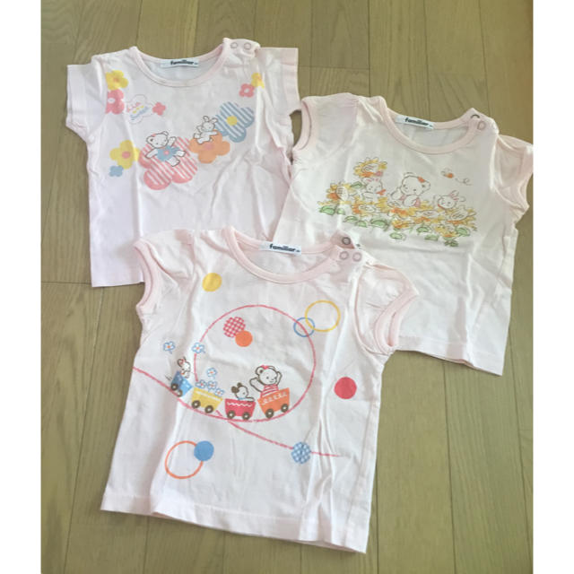 familiar(ファミリア)のファミリア　Tシャツ　３枚セット　難あり　女子　ピンク キッズ/ベビー/マタニティのキッズ服女の子用(90cm~)(Tシャツ/カットソー)の商品写真