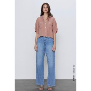 ザラ(ZARA)の超美品❤︎ZARA  クロップド丈リネンシャツ(シャツ/ブラウス(半袖/袖なし))