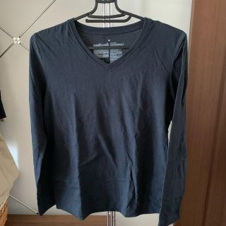 ムジルシリョウヒン(MUJI (無印良品))の【無印良品】綿100% Mサイズ　黒　Vネック長袖Tシャツ(Tシャツ(長袖/七分))