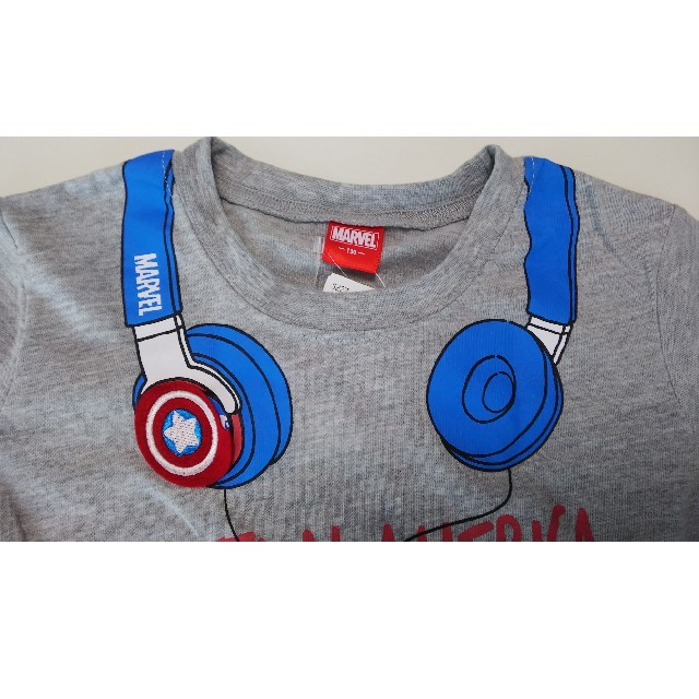 MARVEL(マーベル)のMARVEL マーベル 半袖 Tシャツ 130センチ グレー ヘッドホン キッズ/ベビー/マタニティのキッズ服男の子用(90cm~)(Tシャツ/カットソー)の商品写真