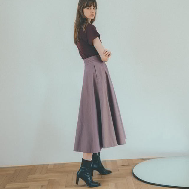 CLANE クラネ シャンブレーサーキュラースカート 紫 パープル