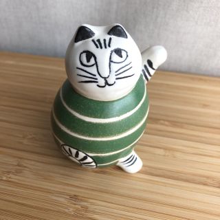 リサラーソン(Lisa Larson)の☆新品☆ リサラーソン LISA LARSON スウェーデンのまねくねこ 緑(置物)