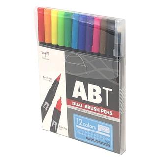トンボエンピツ(トンボ鉛筆)の筆ペン デュアルブラッシュペン ABT 12色セット ベーシック(ペン/マーカー)