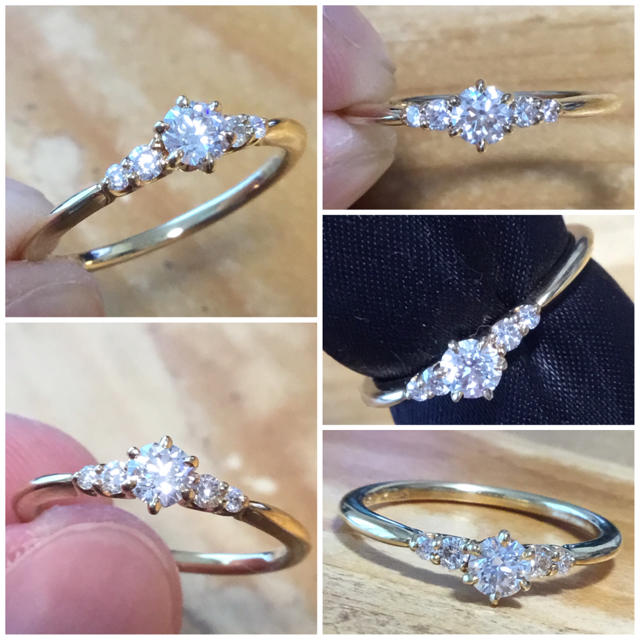 ケイウノ✨ダイヤモンド0.205ct/0.088ct✨ゴールドリング✨指輪11号 レディースのアクセサリー(リング(指輪))の商品写真