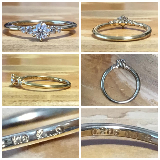 ケイウノ✨ダイヤモンド0.205ct/0.088ct✨ゴールドリング✨指輪11号 レディースのアクセサリー(リング(指輪))の商品写真