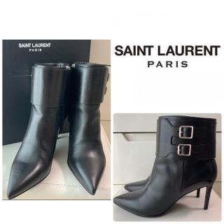 サンローラン(Saint Laurent)の美品　サンローラン　ブラックレザー　ブーツ(ブーツ)