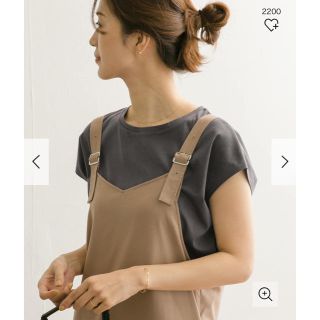 アーバンリサーチドアーズ(URBAN RESEARCH DOORS)の新品タグ付◉ コットンフレンチスリーブカットソー　チャコール(Tシャツ(半袖/袖なし))