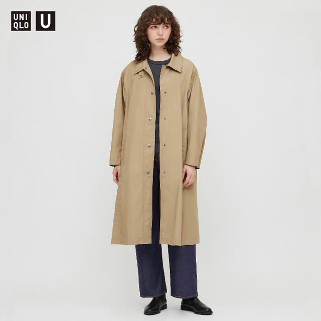 UNIQLO(ユニクロ)のユニクロＵ　ライトロングコート オリーブ　XL レディースのジャケット/アウター(ロングコート)の商品写真