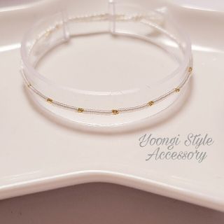 ボウダンショウネンダン(防弾少年団(BTS))のBTS SUGA ユンギ 着用風 ミサンガ ブレスレット (WHITE) 絹糸(ブレスレット/バングル)