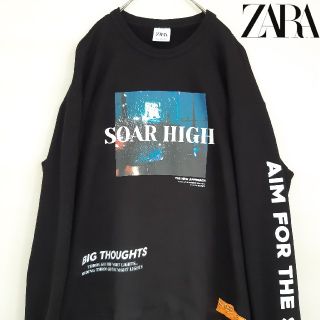 ザラ(ZARA)の【美品】 ZARA スウェット プリント ブラック L(スウェット)