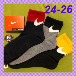 ナイキ(NIKE)の【ナイキ】 切替＆ビッグロゴ‼️靴下 3足組 NK-22B☆ 24-26(ソックス)