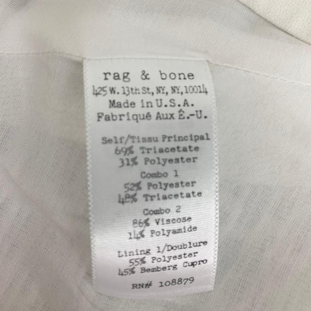 Rag & Bone(ラグアンドボーン)のrag&bone ラグ&ボーン⭐︎ホワイトワンピース レディースのワンピース(ひざ丈ワンピース)の商品写真