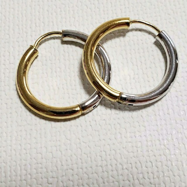 専用18k フープピアス ツートンカラー k18WG k18YG コンビ - ピアス