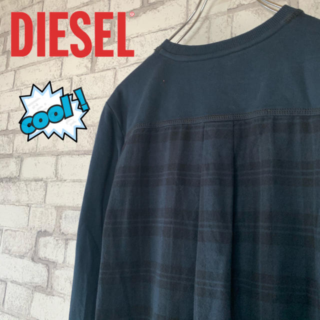 DIESEL(ディーゼル)の【レイヤード風】DIESEL ディーゼル/ロンT チェックシャツ ひろうさ様専用 メンズのトップス(スウェット)の商品写真