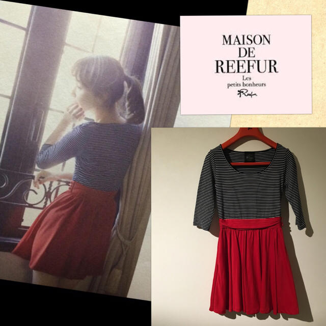 Maison de Reefur(メゾンドリーファー)のメゾンドリーファ♡ボーダーワンピース♡赤 レディースのワンピース(ミニワンピース)の商品写真