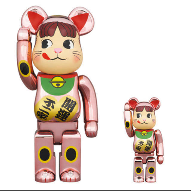 BE@RBRICK  招き猫 ペコちゃん 福 銀メッキ 100%\u0026400%