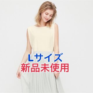 ユニクロ(UNIQLO)のユニクロ　クレープジャージーT ノースリーブ　Lサイズ(シャツ/ブラウス(半袖/袖なし))