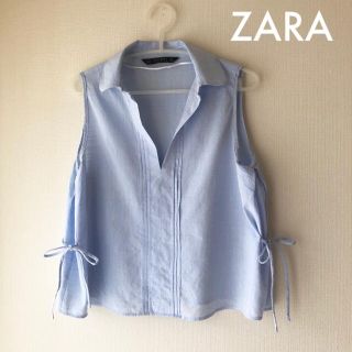 ザラ(ZARA)の日曜までSALE♡ ZARA  ノースリーブ ブルー(カットソー(半袖/袖なし))