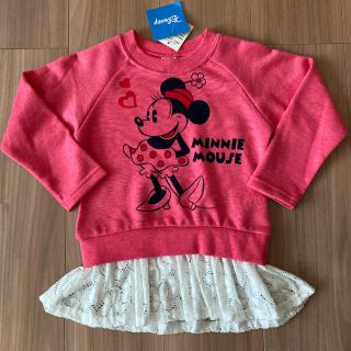 ディズニー(Disney)の新品タグ付き100薄手長袖トレーナーフリル付き　ディズニーミニー(Tシャツ/カットソー)