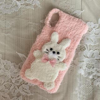 おなかぽっこりうさちゃんiPhoneケース ハンドメイド(スマホケース)