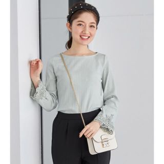 トッコ(tocco)のtocco closet 袖口レース　カットソー　ミント(カットソー(長袖/七分))