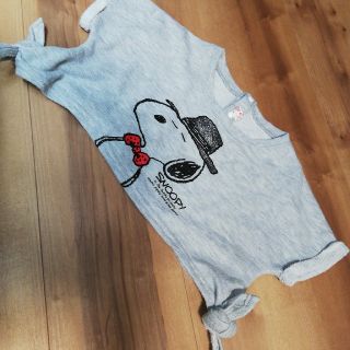 スヌーピー(SNOOPY)のSNOOPYスヌーピー100トレーナーカットソー重ね着女の子美品SNOOPY秋冬(Tシャツ/カットソー)