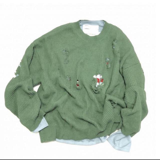 ニット/セーターdairiku layered damage knit green