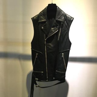 バルマン(BALMAIN)のBALMAIN バルマン 美品 レザーライダース ベスト 46(ライダースジャケット)