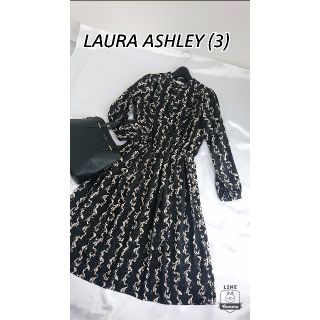 ローラアシュレイ(LAURA ASHLEY)の美品♪(3→11号程度) ローラアシュレイ 長袖ワンピース(ひざ丈ワンピース)