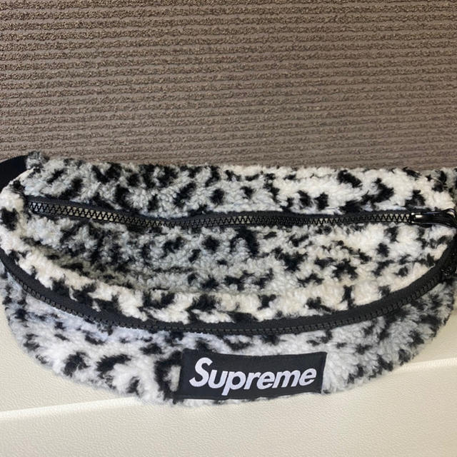 17aw supreme leopard fleece waist bag